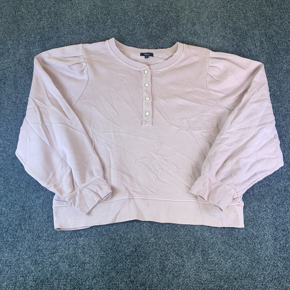 Rails Mariana Sweatshirt Womens XL Pink Good Balloon Sleeve Snap Terry Pullover